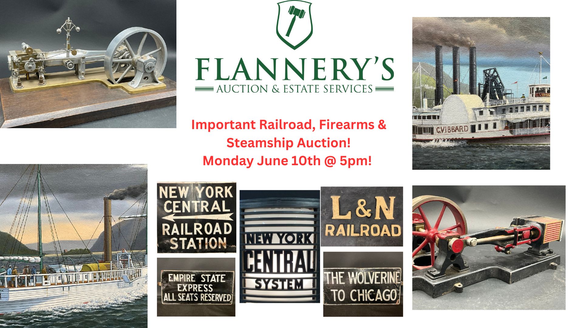 IMPORTANT June 10th Estate Auction! Trains, New York Central, Hudson Fulton Collection, Fire Arms and More!
